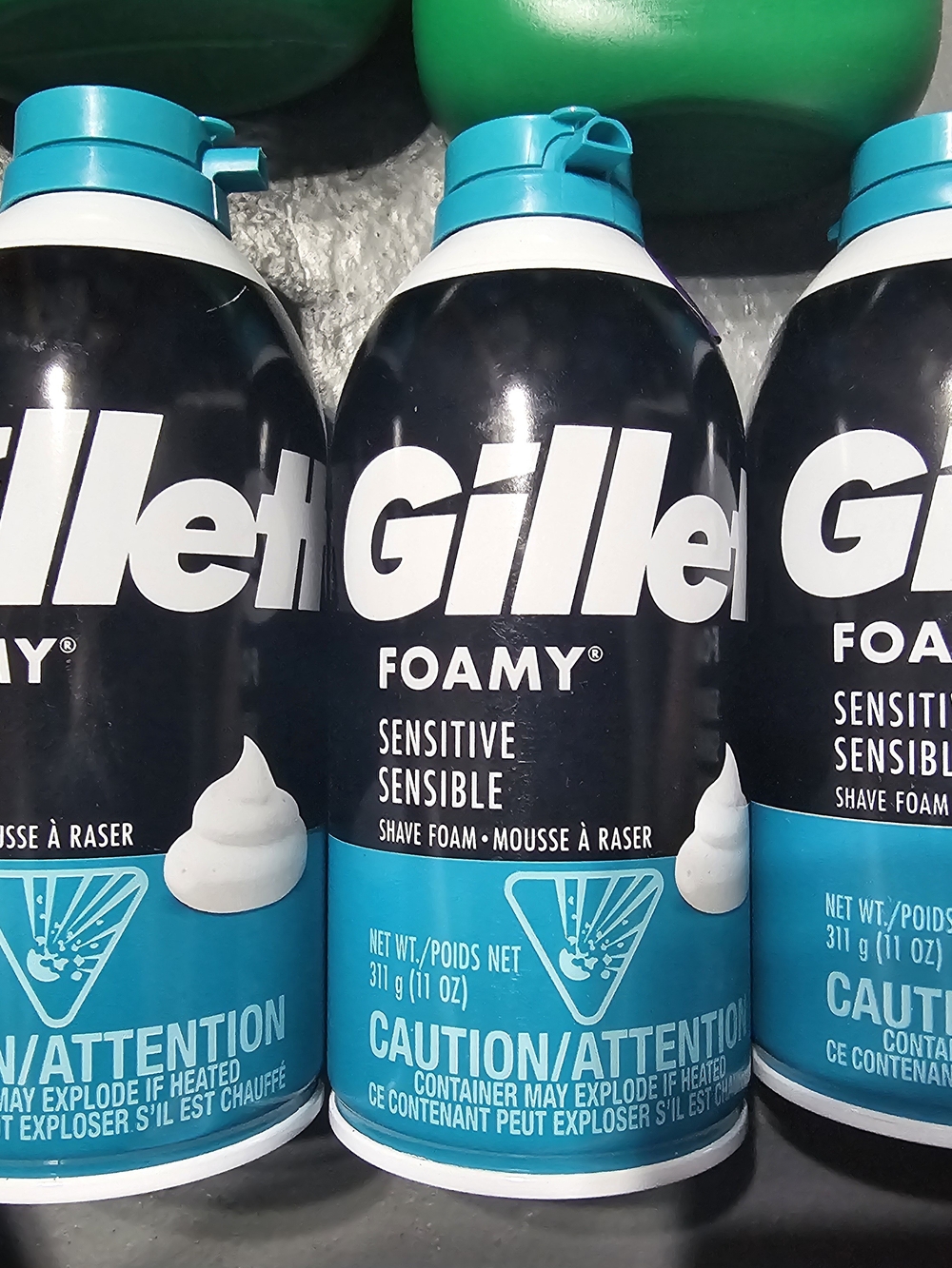 Gillette Foamy Sensitive Shave Foam - Blue Pack Of 3.